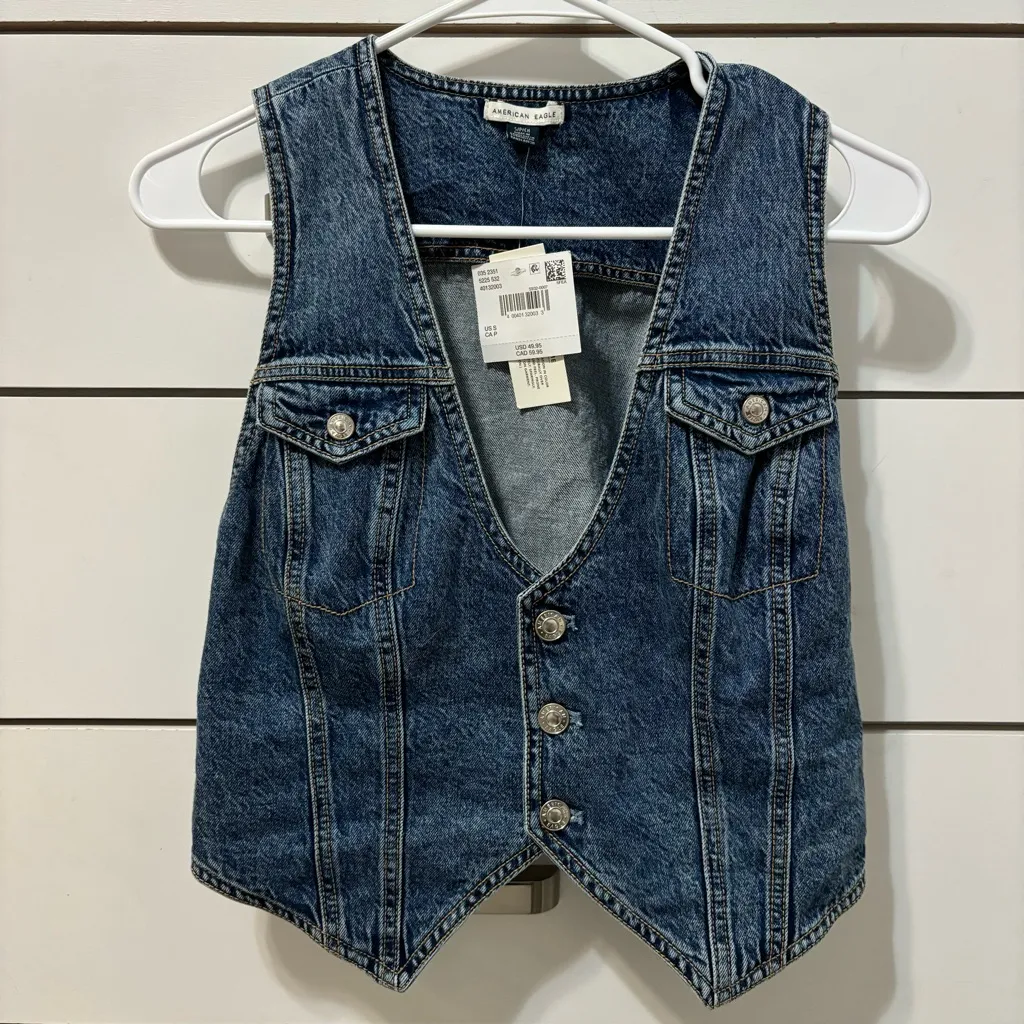 American Eagle Denim Vest NWT - Image 3