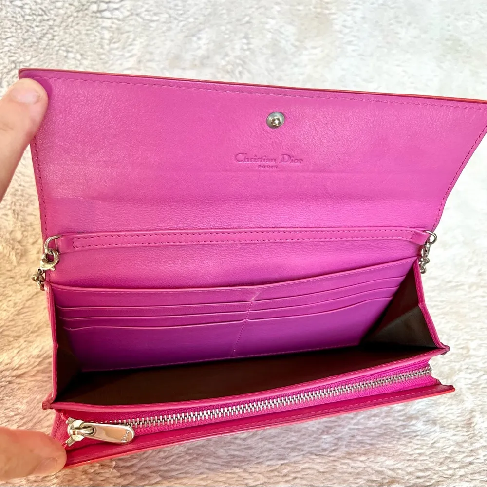 Christian Dior Pink Patent Leather Trotter Wallet WOC - Image 11