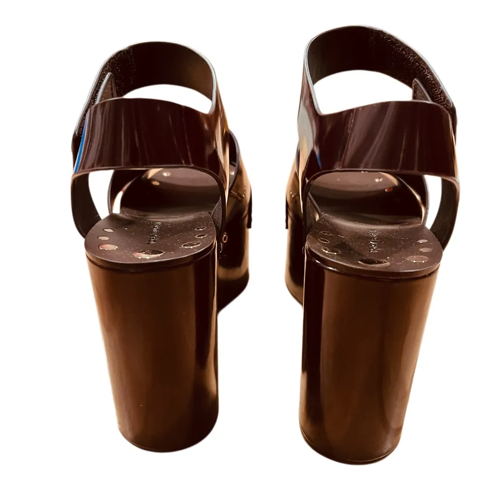 TORY BURCH Studded Platform Wedge Sandal In Plum Size 7.5 New - Image 7