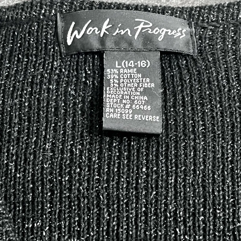 Work In Progress Black Cardigan Sequins Shimmer Holiday Vintage Inspired Large - Image 6