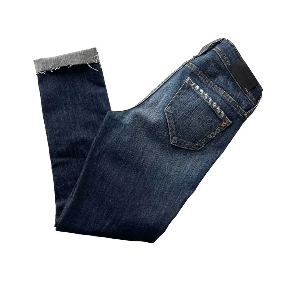 Genetic Denim Distressed Cropped Jeans Dark Blue Moon Size 26 Skinny Low Rise - Image 3