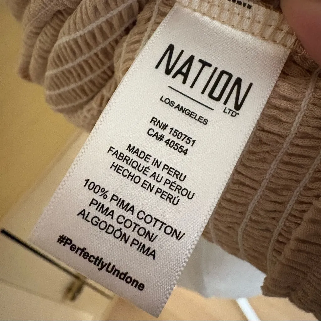 NATION LTD Bella‎ Smocked Tank in Almond Milk Size XL NWT - Image 6