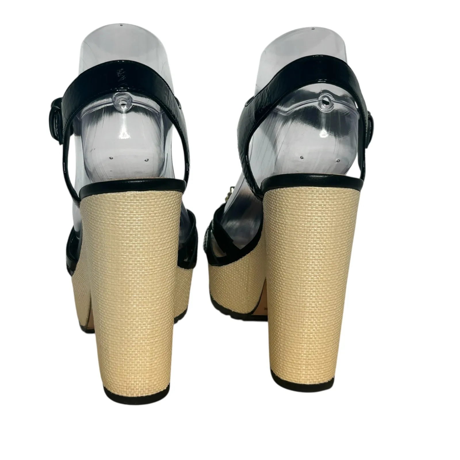 Donald Pliner Galatea Black Patent Leather Platform Wedge Ankle Strap Sandal 8.5 - Image 5
