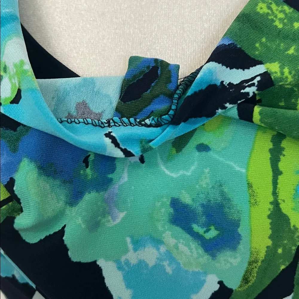 Lauren Ralph Lauren Cowlneck Floral Dress Blue/Green Size 4 - Image 6