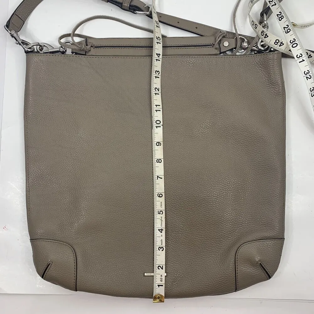 Rebecca Minkoff Crossbody Reagan Leather Hobo Shoulder Bag Smokey Taupe Purse - Image 11