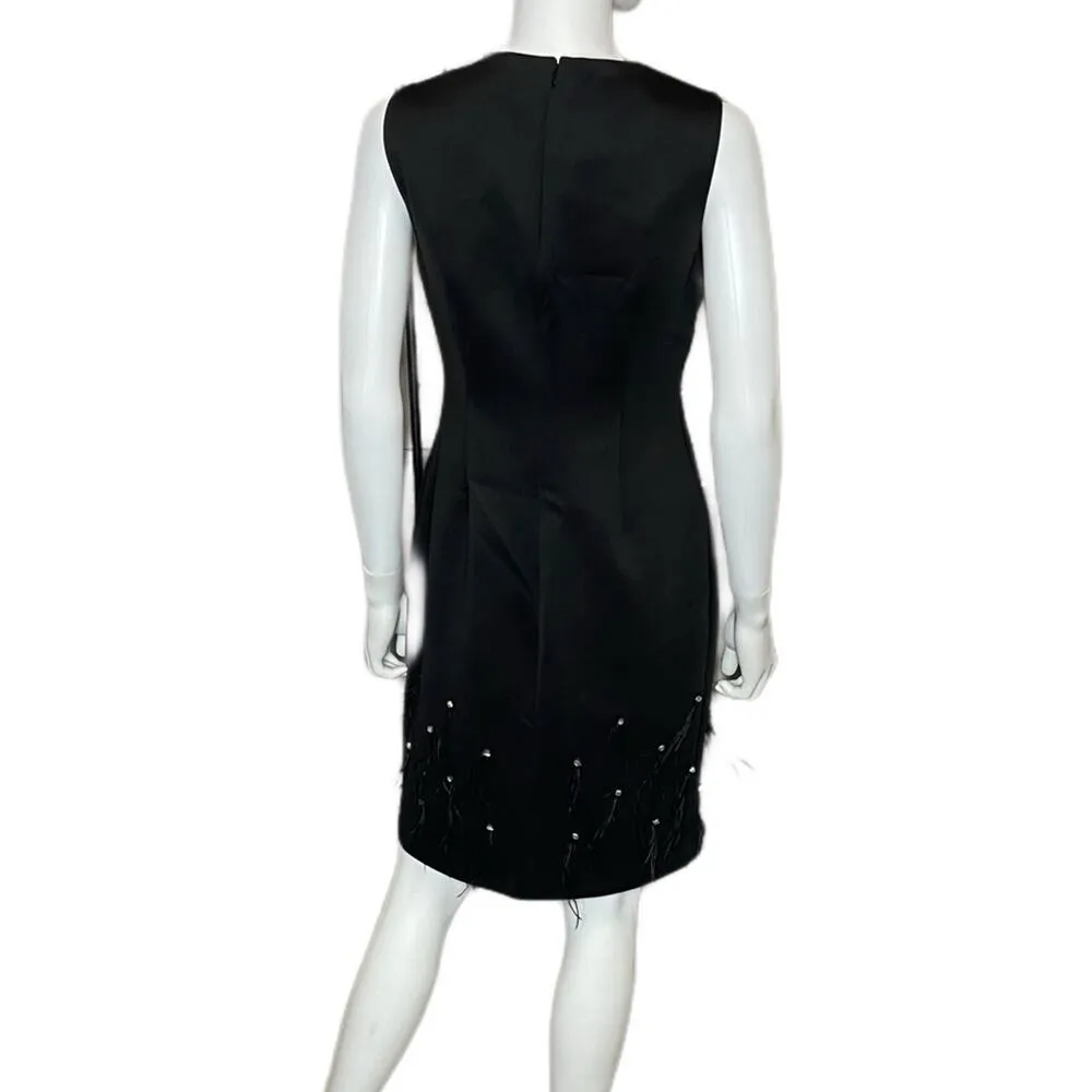 Calvin Klein Women's Rhinestone Embellished Sheath Dress Black Sz 8 - Image 6