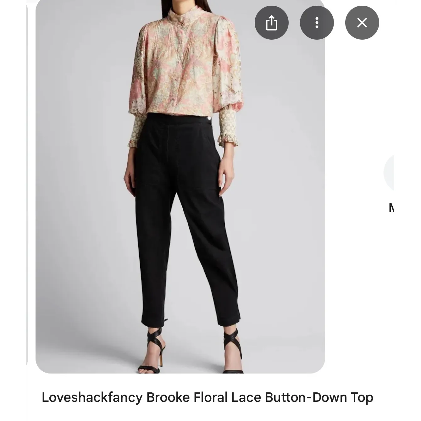 LoveShackFancy Brooke Floral lace Blouse button down Cuff Long‎ Sleeve Top XS - Image 9