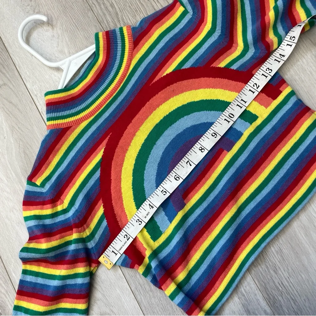 UNIF Crop Top rainbow mockneck knit womens xsmall colorful bright fun maximalist - Image 4