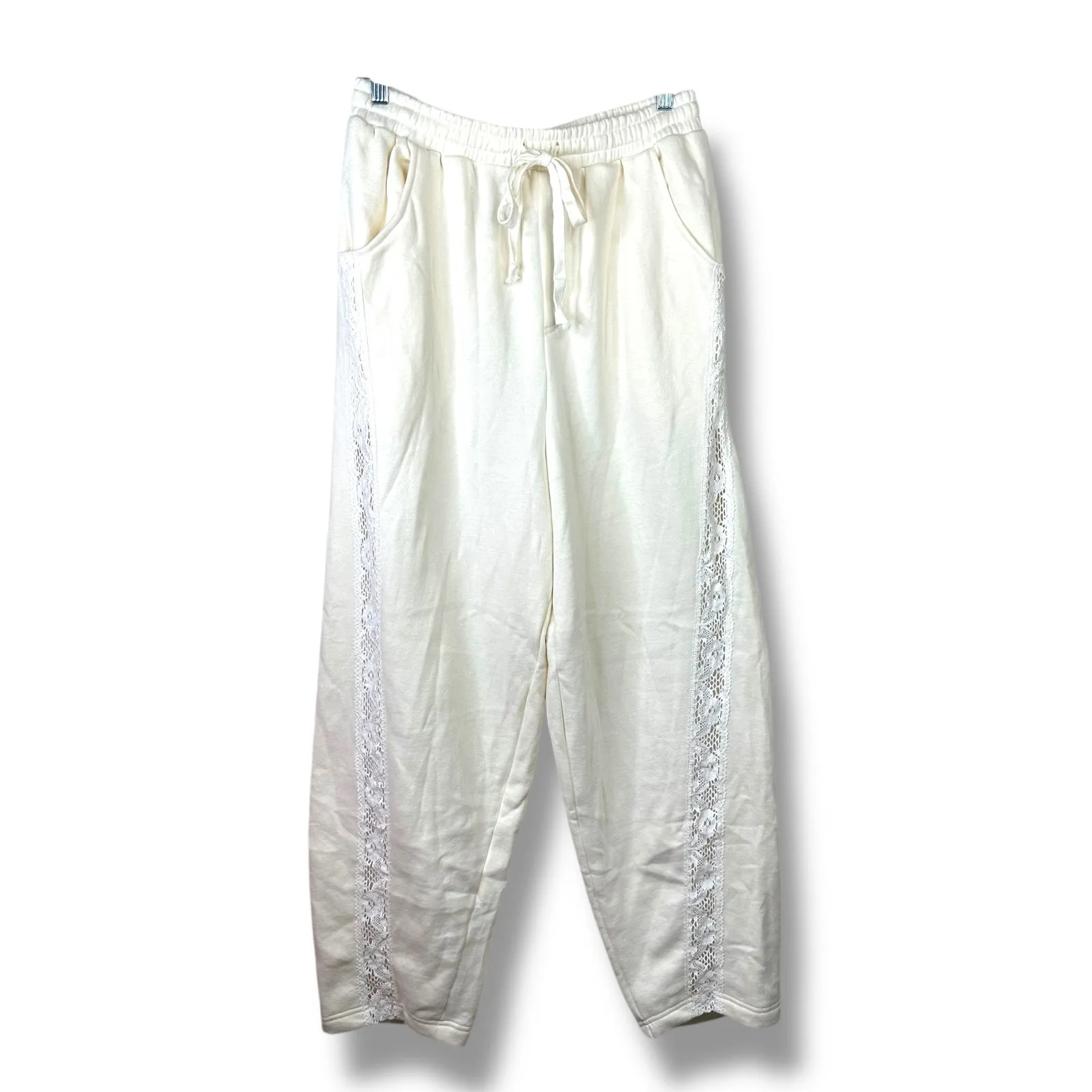 Urban Outfitters Jayden Ivory Out From Under Lace Fleece Oversized Sweatpants - Image 4