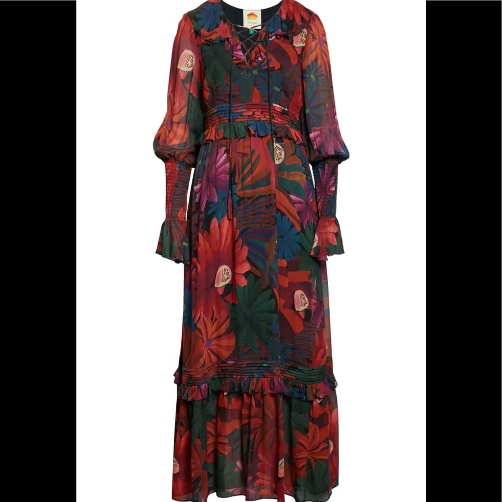 Farm Rio Bird Flowers Long Sleeve Dress - Image 5