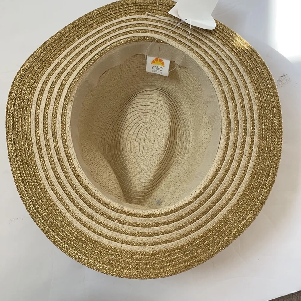 C&C California Tan Gold trim summer hat OS NWT - Image 3