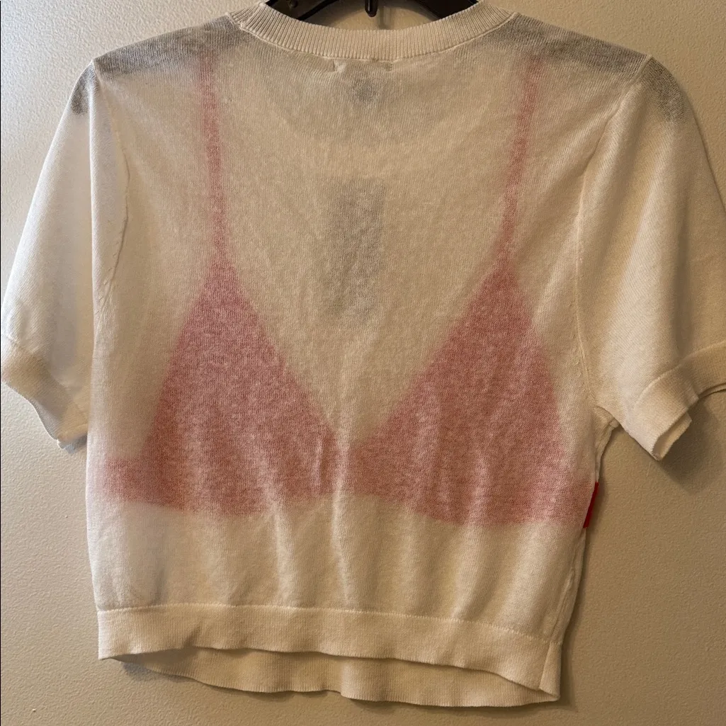 Topshop White and Red Crop Top - Image 3