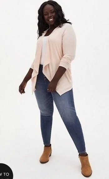 Torrid Super Soft Plush Blush Pink Drape Front Cardigan Sweater 3 - Image 2