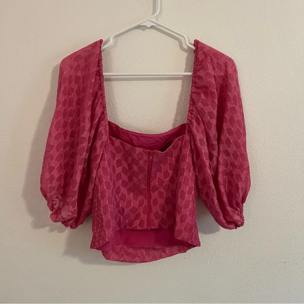 Amanda Uprichard Fuchsia Geometric Blouse - Image 8