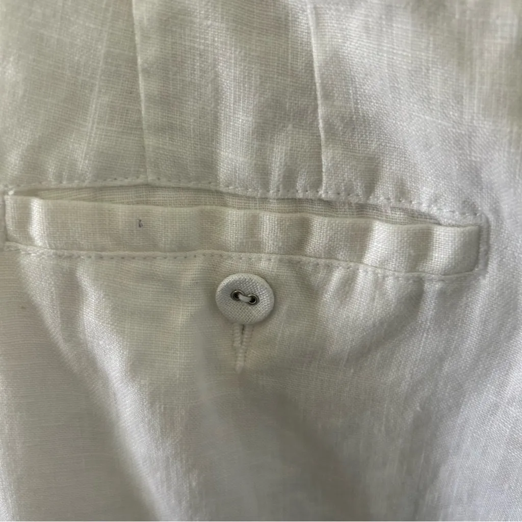 Garnet Hill Classic White Linen Trousers. Size 10. - Image 6