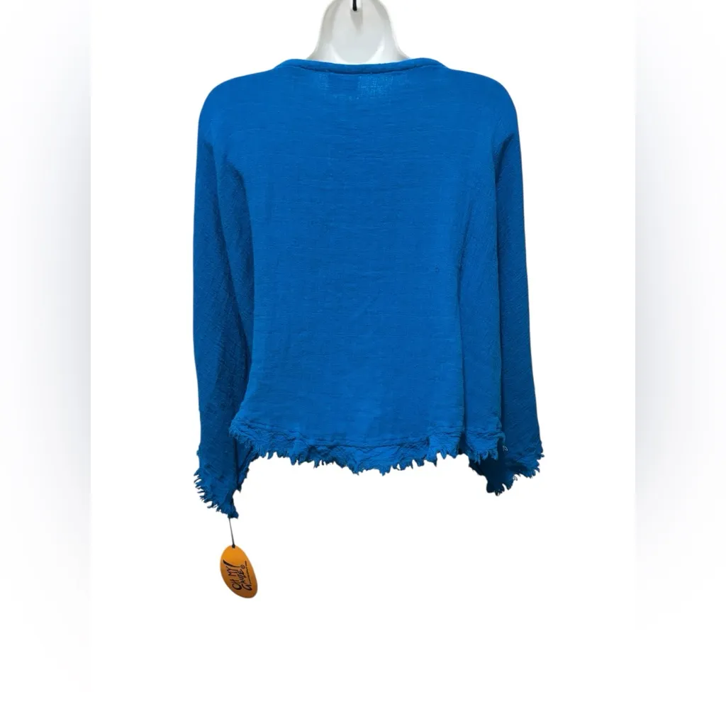 Oh My Gauze! Calypso Top Sz OS Turquoise Flowy Boho Beachy Resort Wear Cropped Blue - Image 6