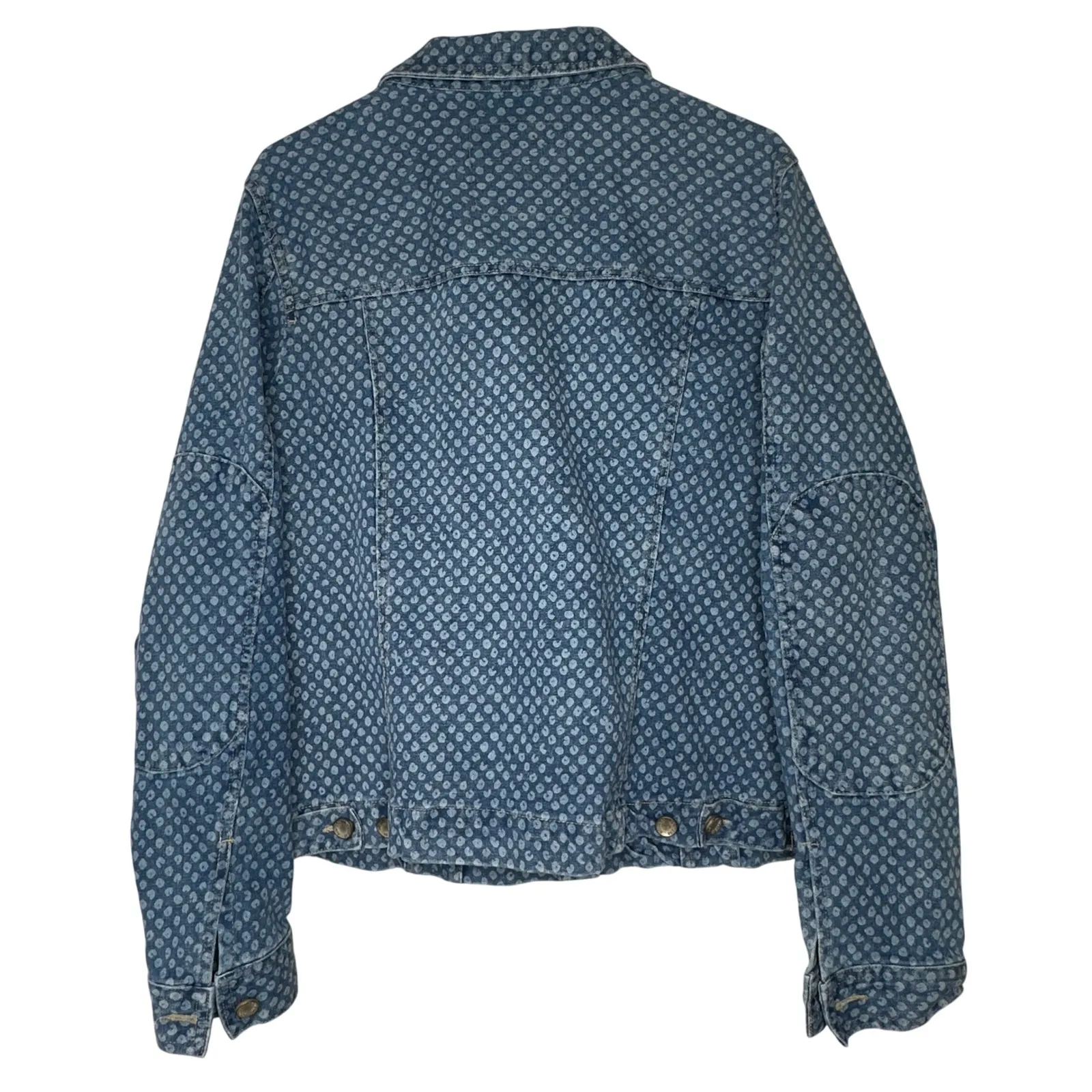 Route 66  Denim Jacket Blue Dot Print Button Front Collared Women XL - Image 4
