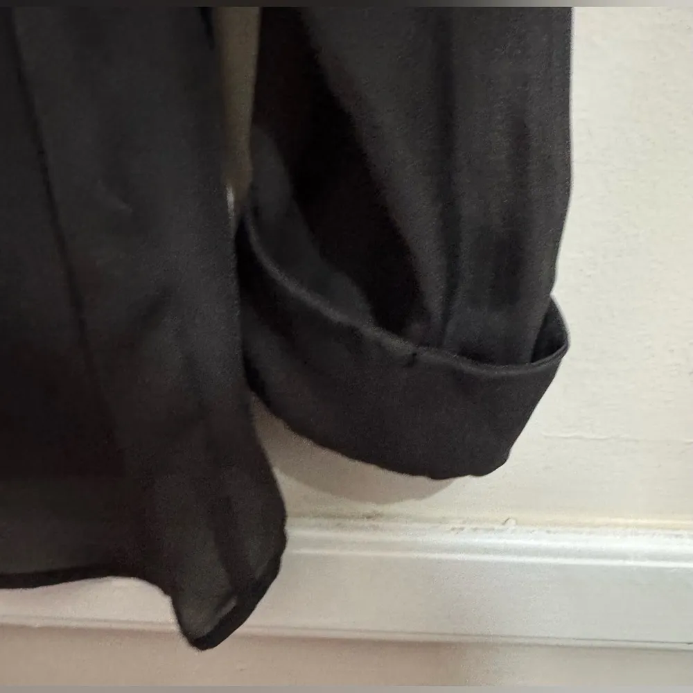 H & M | Dark Brown Sheer Long Sleeve Dressy Button Up Blouse | Size 4 - Image 5