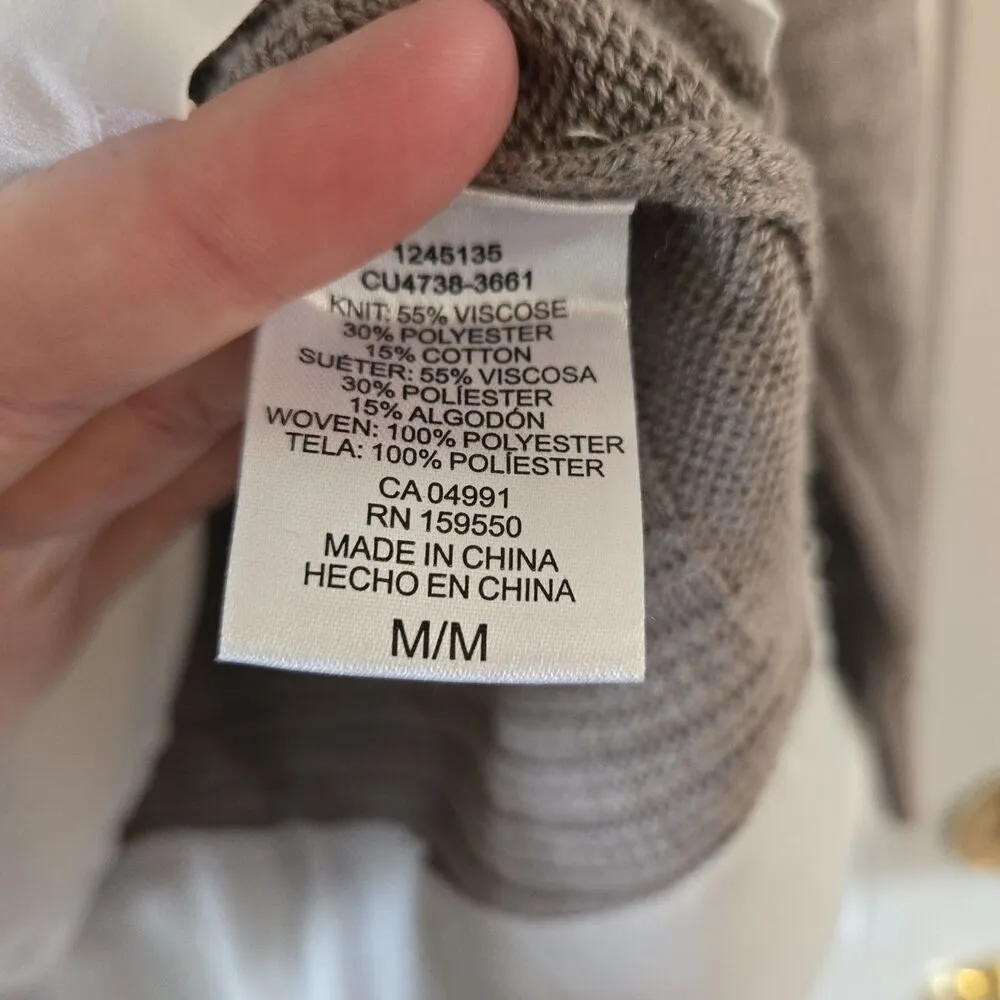 Hilary Radley Womens Medium Long Sleeve V-Neck Sweater Heather Mocha Layered Loo - Image 3