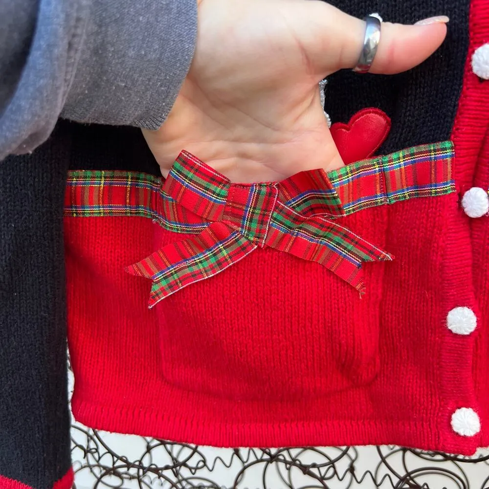 Vintage Y2K Ugly Christmas Winter Cardigan Sweater Santa Snowman Pockets PS Black Size undefined - Image 4