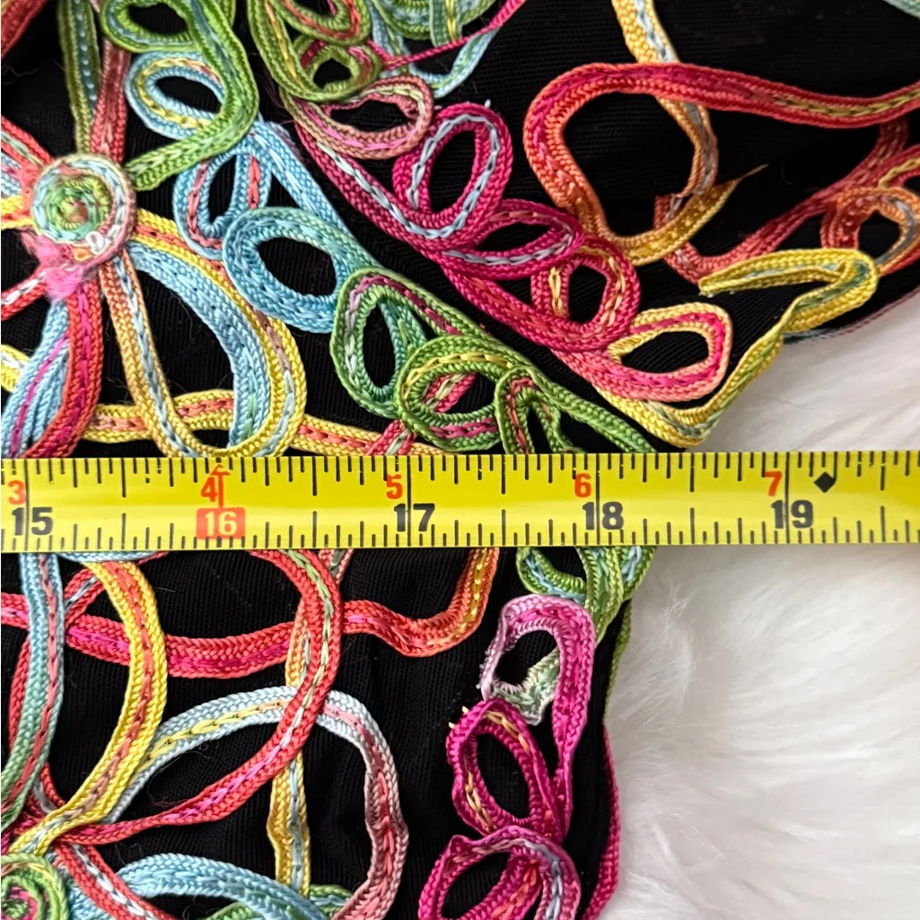 Rainbow colored Graphic pattern Button zipped‎ top with Notched Collar and sheer Pink - Image 7