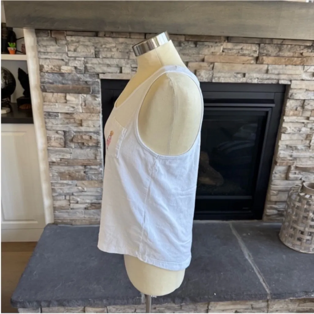 Polo by Ralph Lauren White Tank Top with Embroidered Detail - Image 8