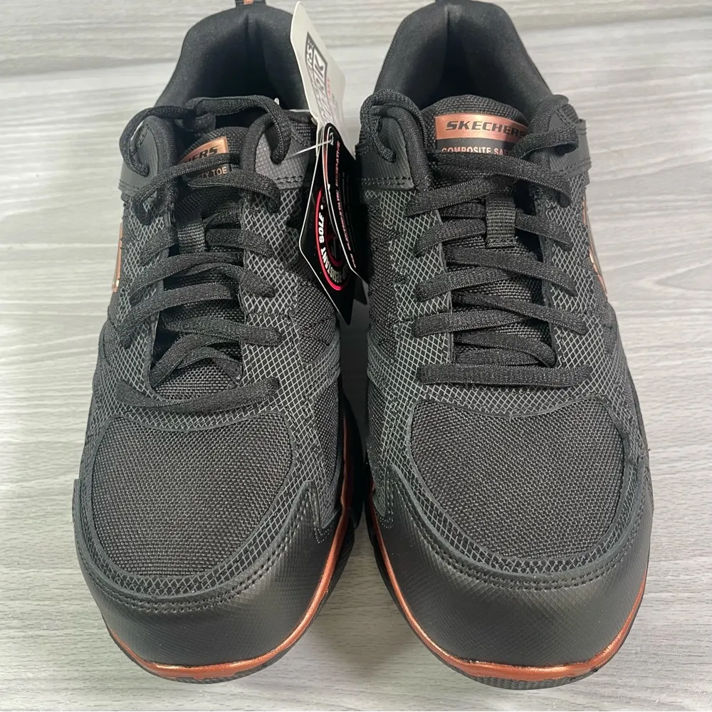 Skechers Composite Safety Toe Womens Shoes 8.5 Oil Slip Resistant 108074 BLK NEW - Image 4