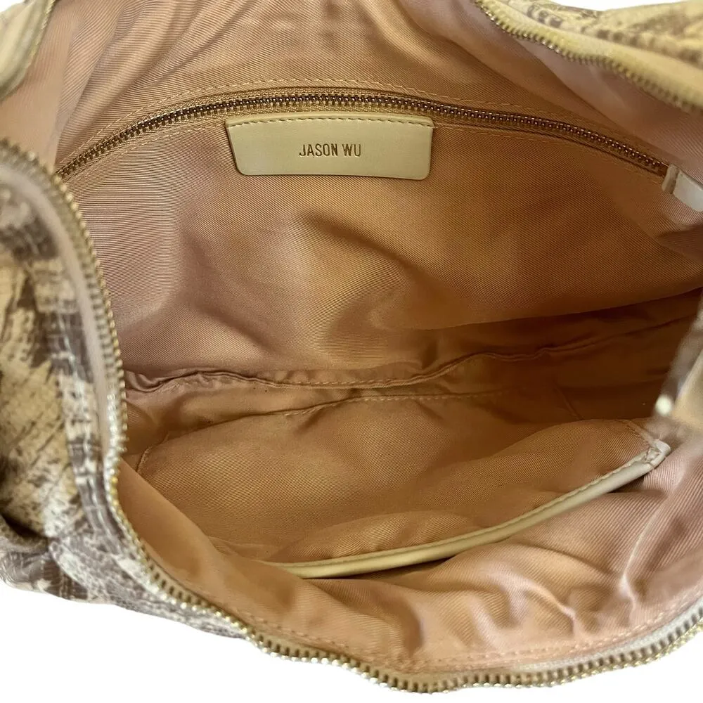 NWOT Dylan Woven Ivory Lizard Print Shoulder Bag Purse Handbag - Image 4