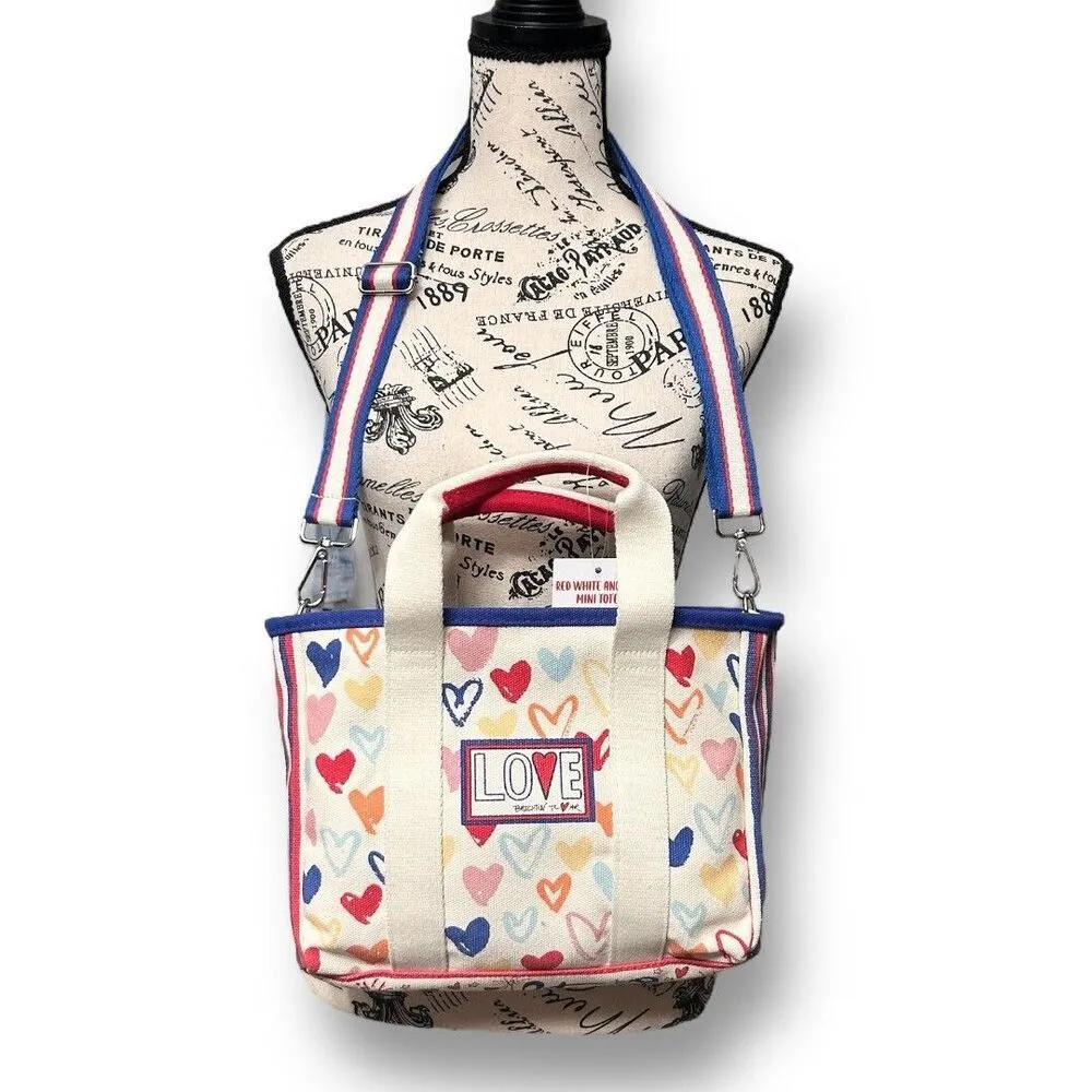 Brighton Mini Tote Canvas Hearts Satchel Crossbody Strap “LOVE” NWT - Image 3