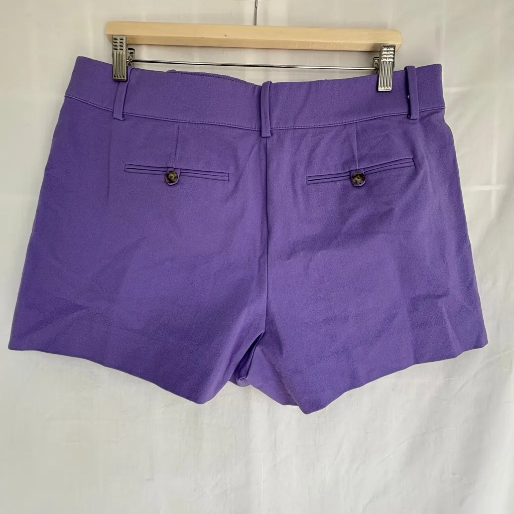 NWT Women's J.Crew Pintuck suit short in bi-stretch cotton blend purple size 12 - Image 2