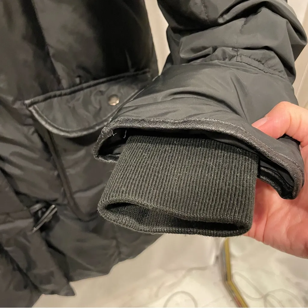 Warm cozy Larry Levine down feather black puffer coat fur collar pockets - Image 11