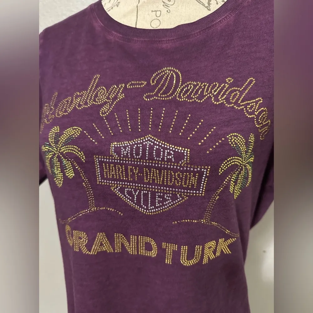 New with out tags motor Harley Davidson cycles y shirt size L purple color - Image 3