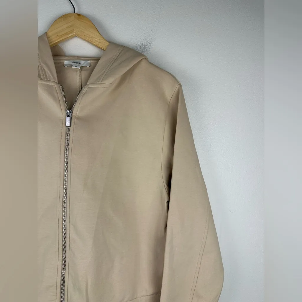 Vince Cotton Blend Cropped Zip Up Hoodie Beach Pockets Women’s Sz S - Image 5