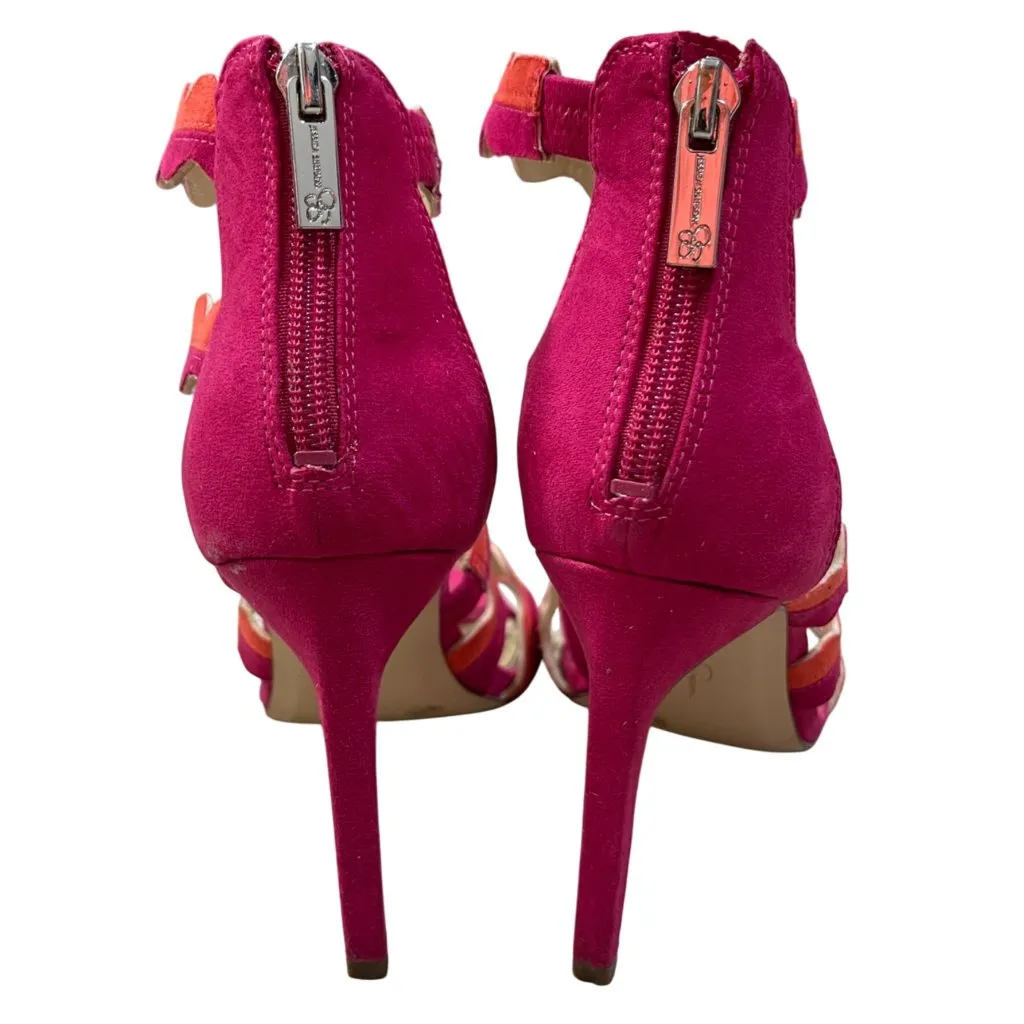 Jessica Simpson Caveena Strappy Heel Shoe Pumps Sandals Size 7M Pink Orange - Image 5
