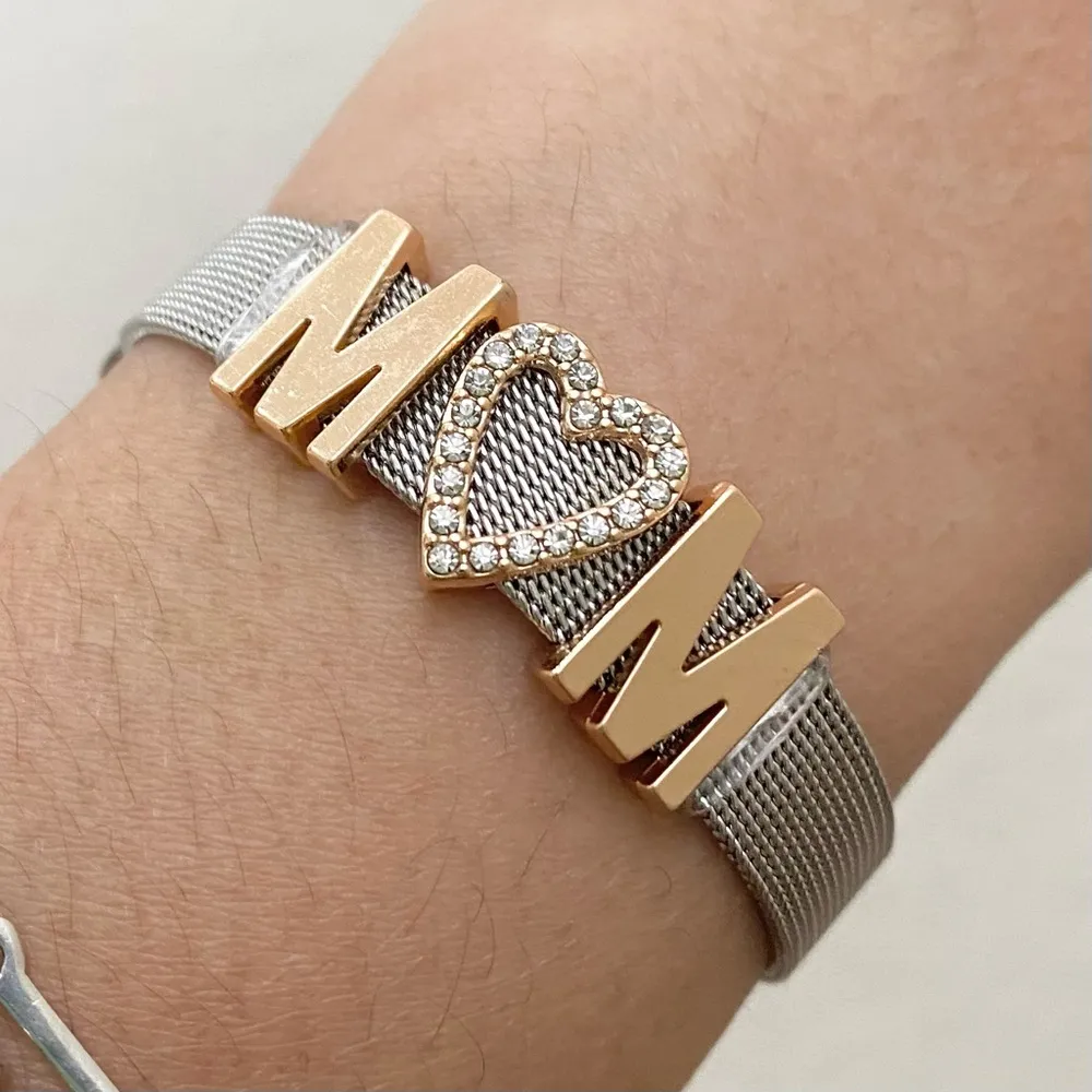 MOM Stainless Steel Mesh Slider Belt Buckle Clasp Bracelet 22.1g - Image 2