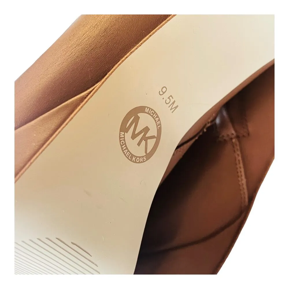NEW Michael Kors Parker LEATHER PLATFORM BOOT Women's 9.5 Luggage Brown Bootie - Image 9