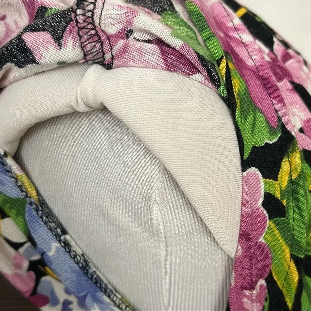 Vintage 80’s/90’s All That Jazz Black Floral Dress Fit and Flare Midi Style S Green - Image 8