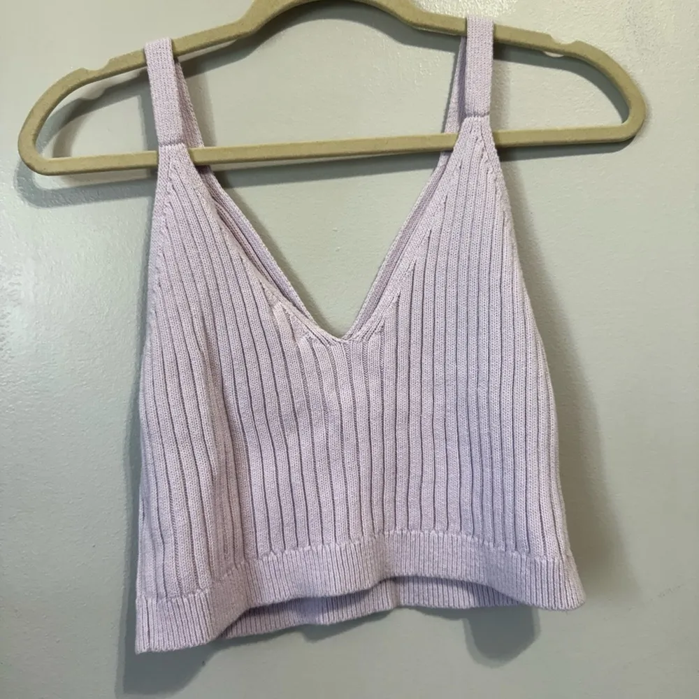 Aerie Knit Crop Tank Top Lilac Purple Size XL - Image 3
