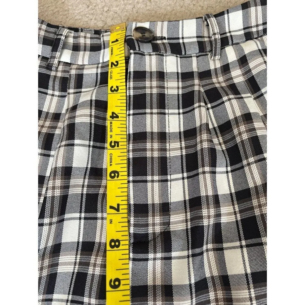 Korean Mishow punk rock goth black white high rise checkered plaid dress pants S - Image 13