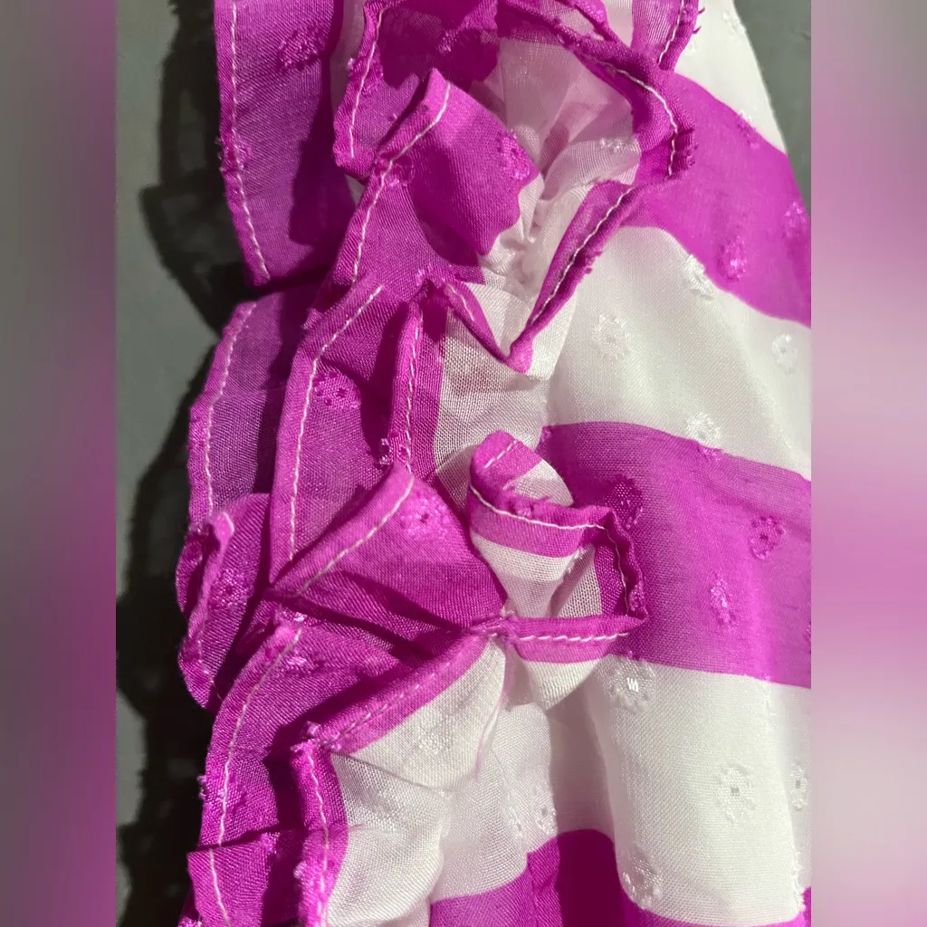 Lilly Pulitzer Danna Pansy Purple Awning Stripe Pretty Swiss Dot
Dress XL - Image 8