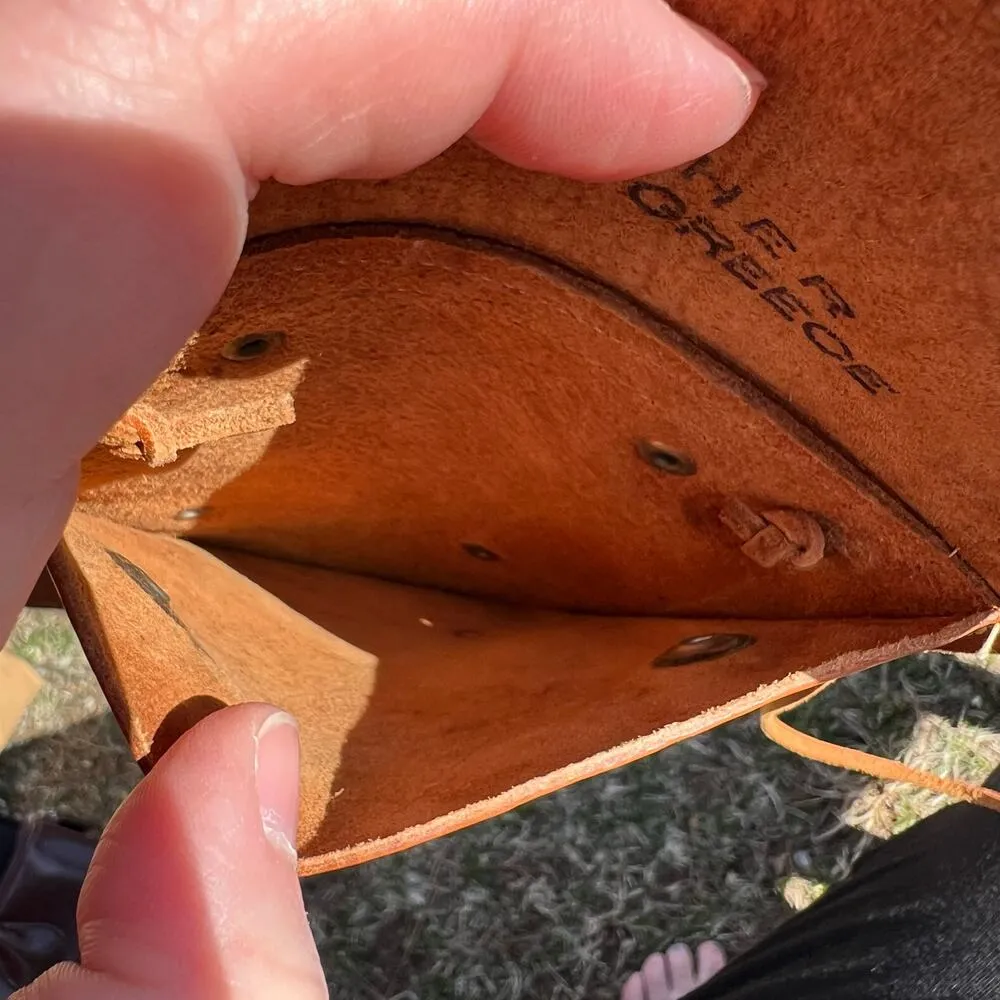 Vintage Leather Crossbody Pouch Bag Wallet Made in Greece Unisex Brown - Image 6