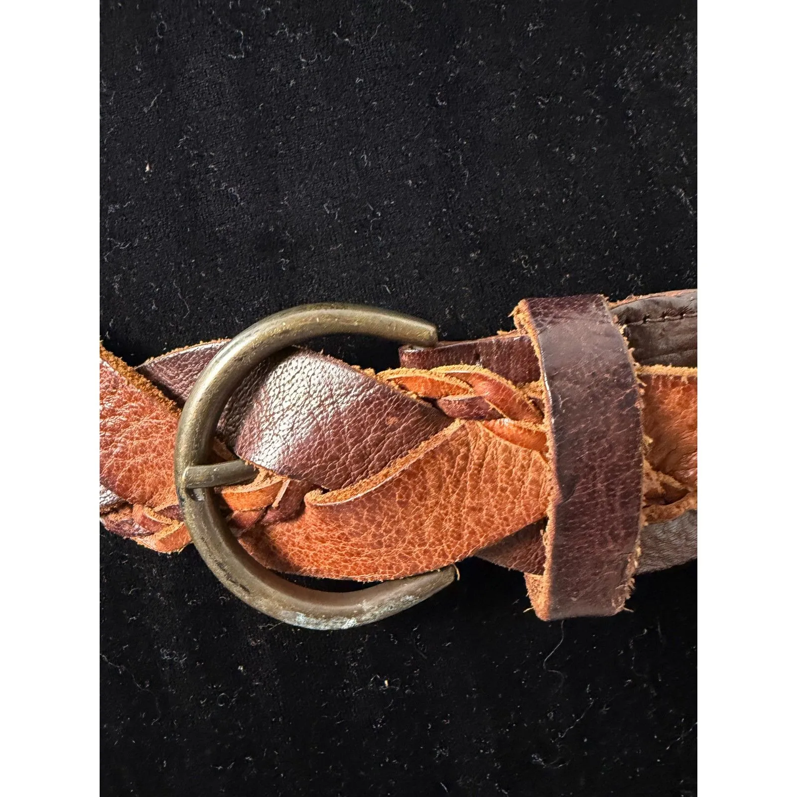 Hollister Boho Mixed Leather Braided Western Bohemian Belt Women's Medium Large Brown - Image 5