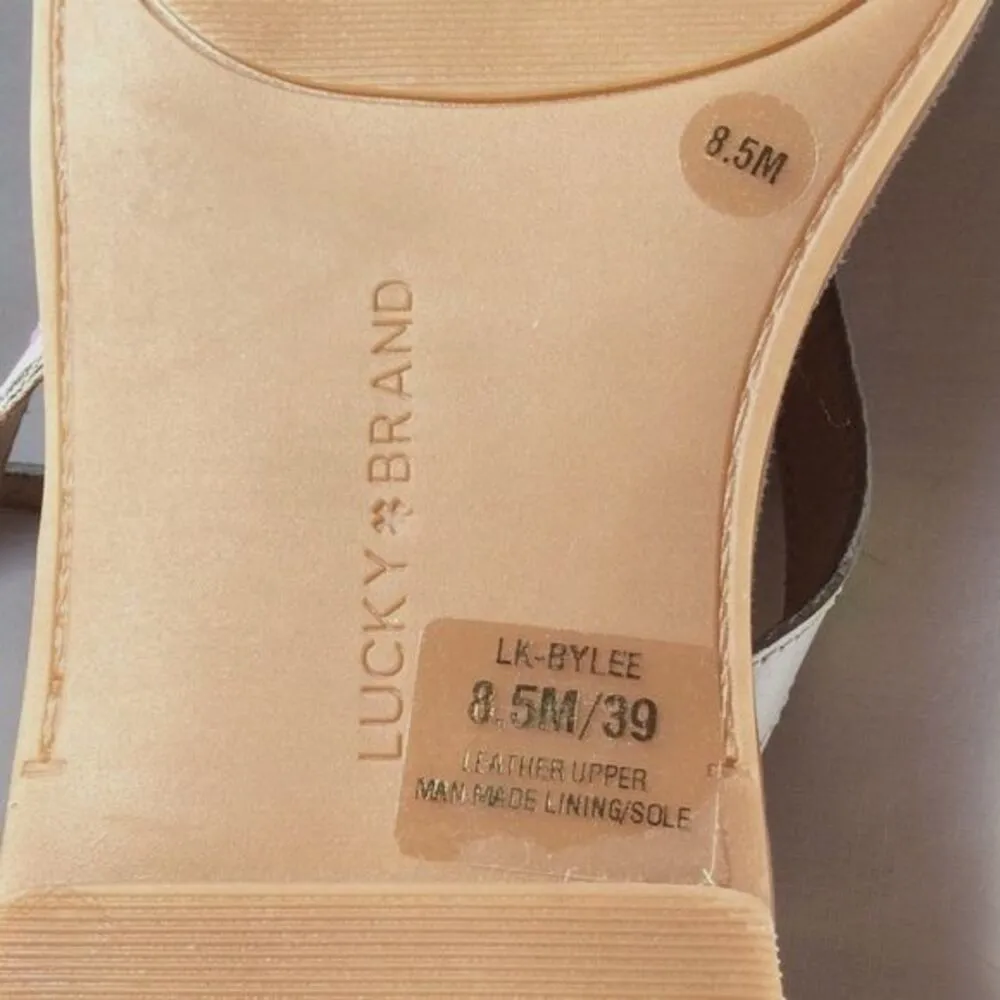 Lucky Brand Strappy Flat Sandal Bylee White Floral Slingback Sz 8.5 - Image 5