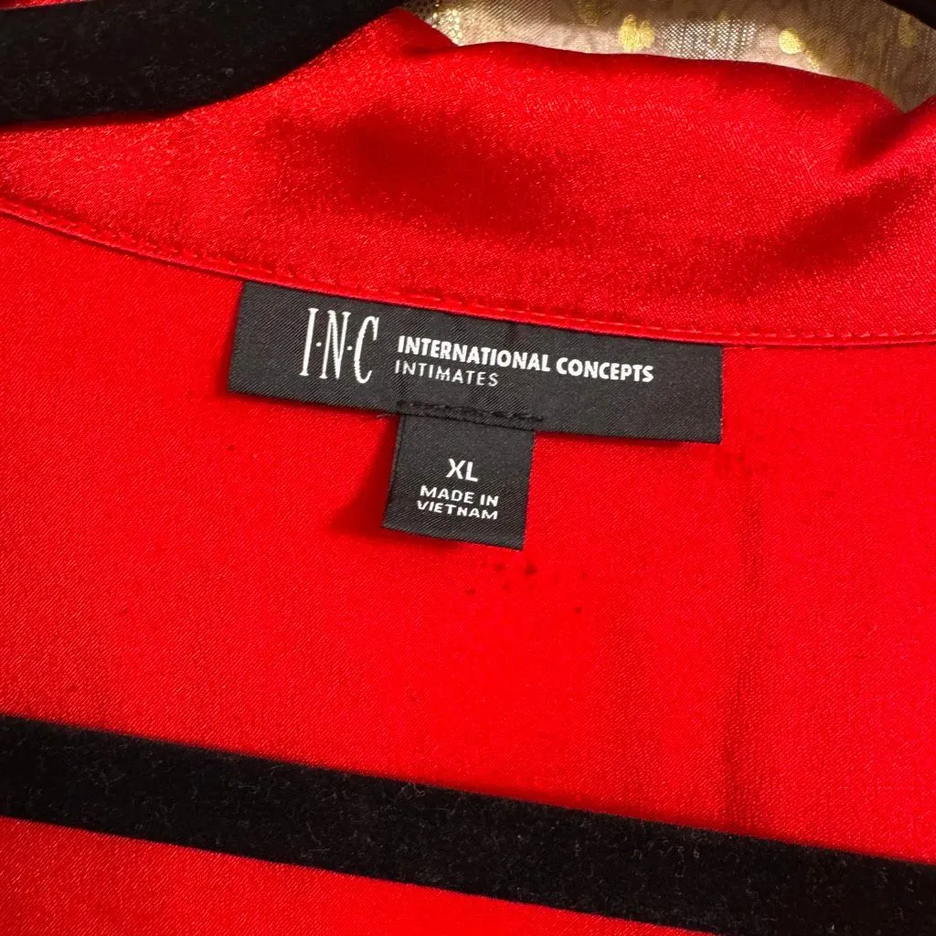 INC International Concepts Lipstick Red Satin Silky Pajama Set XL - Image 3