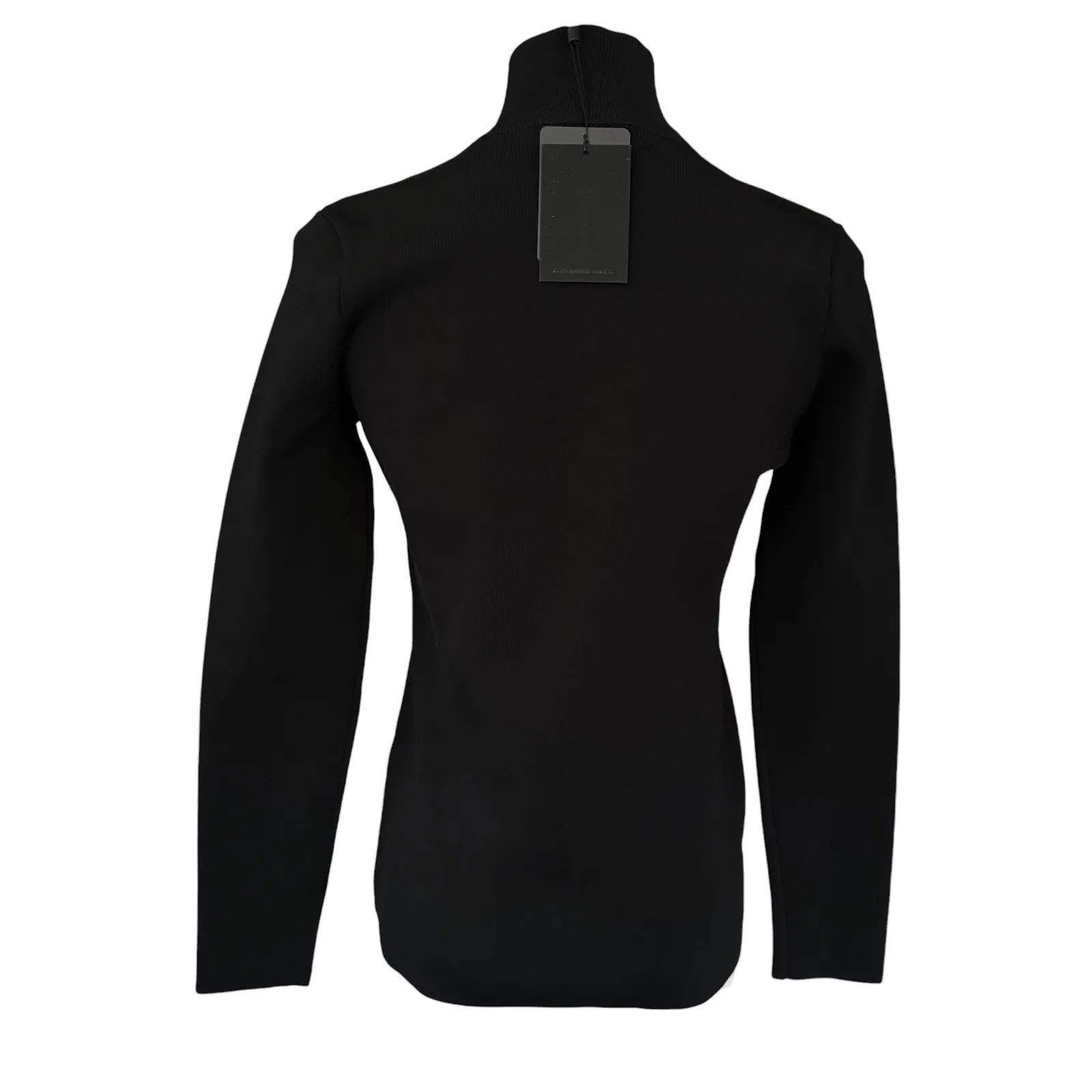 Alexander Wang Mock Neck Button Down Sweater Top Black Size Medium NWT‎ - Image 2