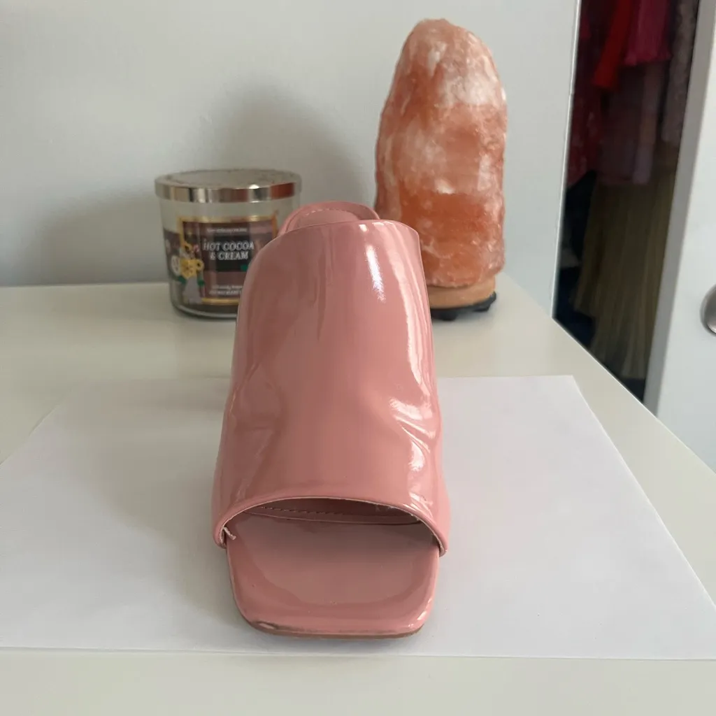 Lulu's Shiny Pink Open-Toe Mules - Image 2