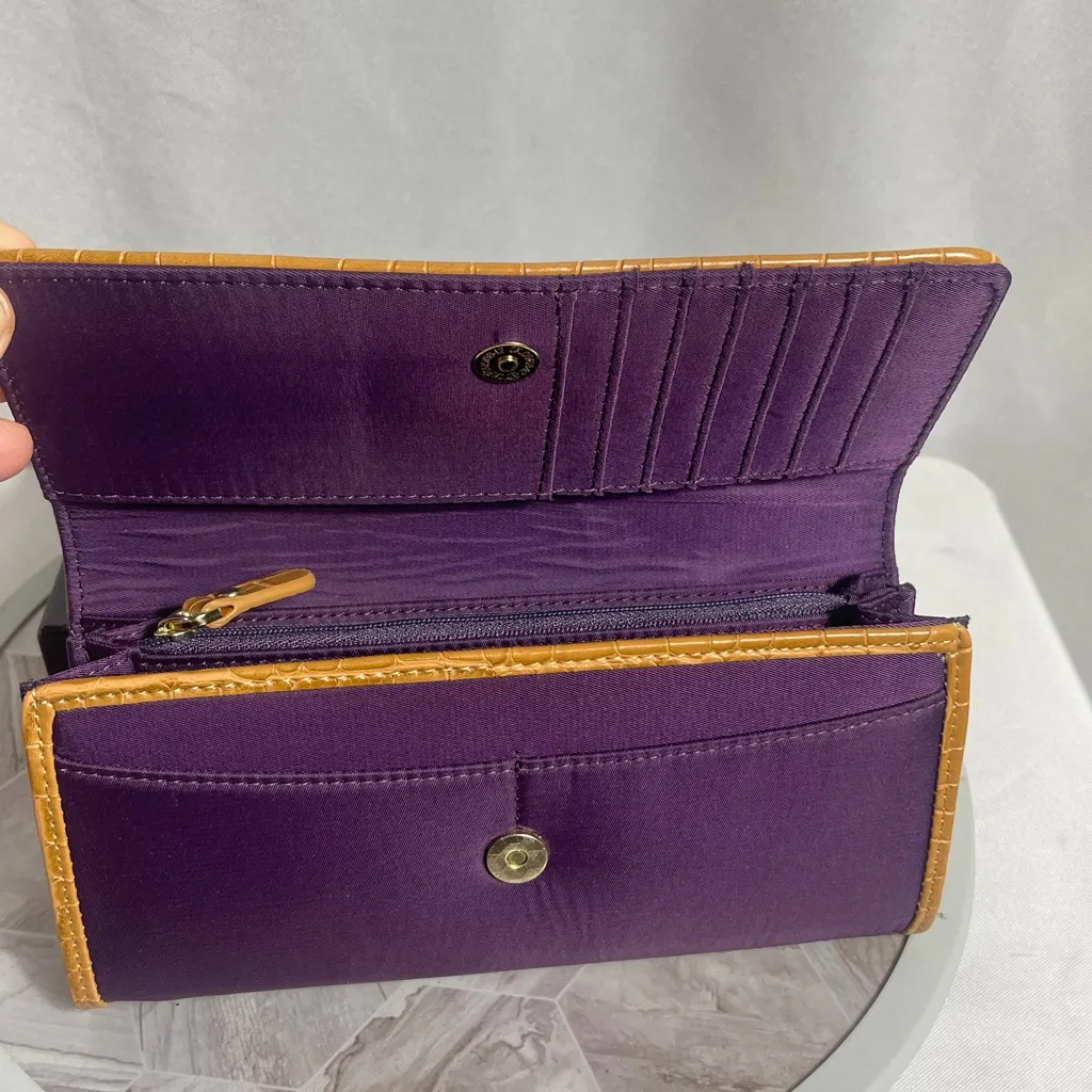 Samantha Brown Purple Travel Wallet Organizer Clutch Faux Leather Trim - Image 3