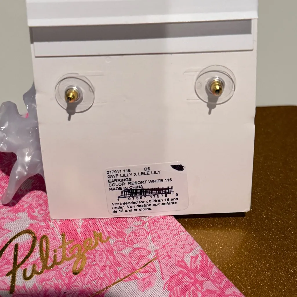 Lilly Pulitzer earrings ~ Lele Sadoughi Resort White Pierced Earrings NWT - Image 3