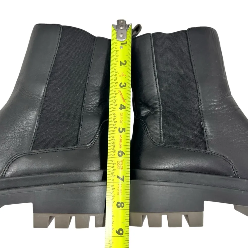 ZARA Chelsea Chunky Black Leather Ankle Boots - Image 5