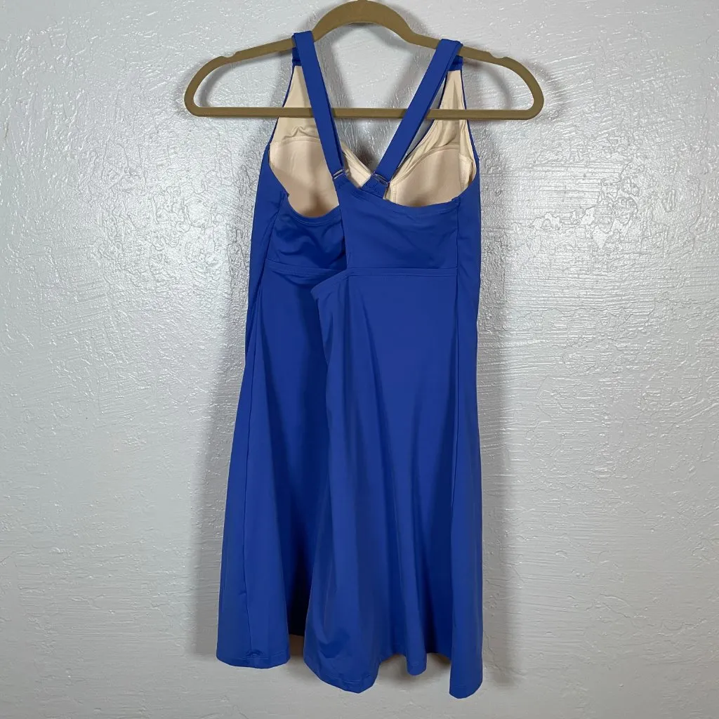 Duluth Trading Women 16 Blue AKHG Lost Lake Swim Dress UPF 50 Lined Built in Bra - Image 4